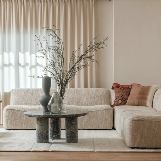 Madeline Modular Sectional - Corner Chair by Arch & Plane in napa beige. Made from textured boucle fabric in a transitional style.