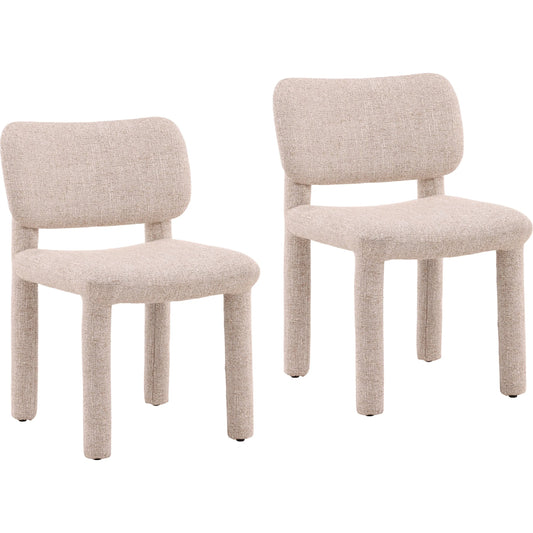 Tilly Dining Chair (Set of 2) by Arch & Plane in field sand. Made from tweed fabric in a transitional style.