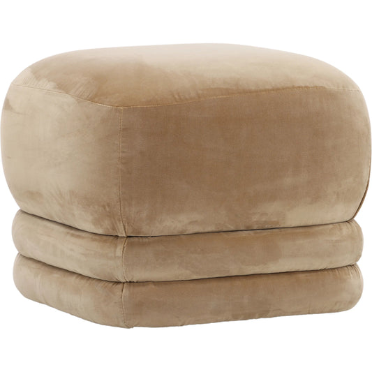 Maeva Ottoman by Arch & Plane in hudson camel. Made from polyester velvet upholstery in a traditional style.