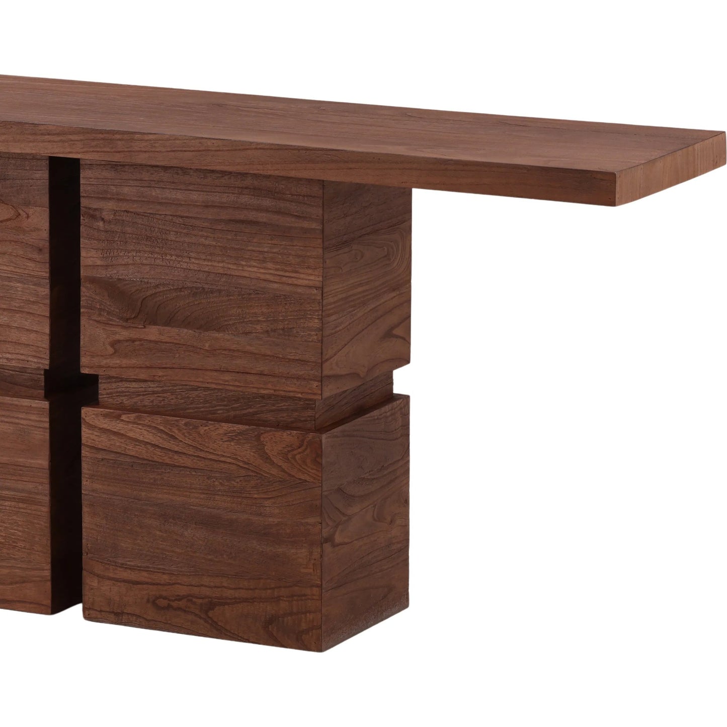 005 SI-2532907 | Closeup | Cornelius Console Table by Arch & Plane in medium brown. Made from mindi wood in a unique style.