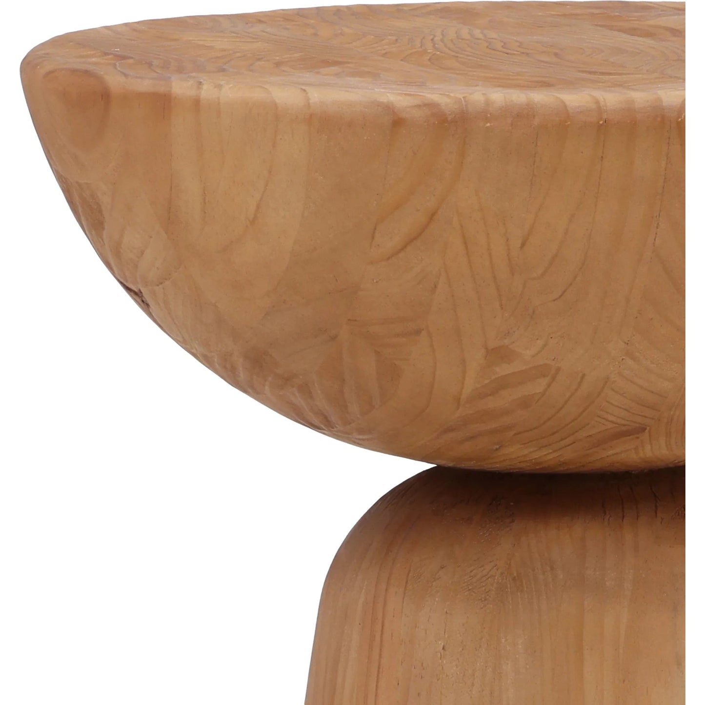 003 SI-2075264 | Closeup | Hourglass Reclaimed Wood Accent Table by Arch & Plane in natural, brown and natural medium brown with a clear sealed finish. Made from reclaimed pine wood in a modern style.