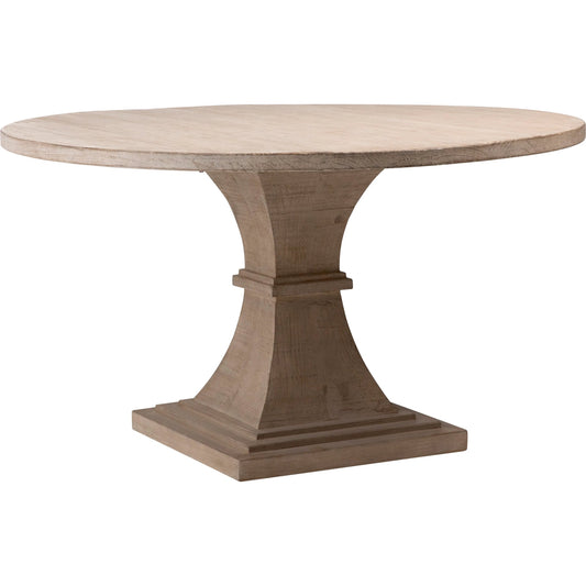 Geniva Dining Table by Arch & Plane in light warm wash sealed finish. Made from reclaimed pine wood in a transitional style.