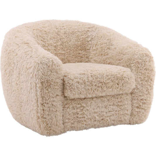 Caitlin Occasional Chair by Arch & Plane in cream. Made from faux fur fabric in a transitional style.