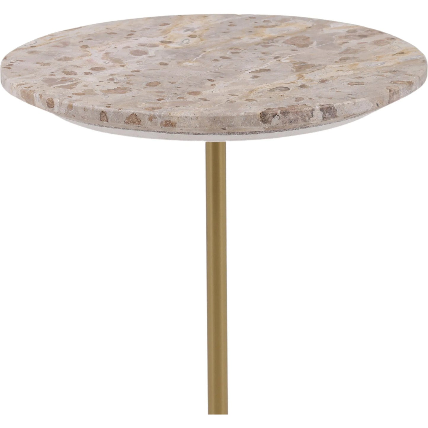 004 SI-2440630 | Closeup | Aja Side Table by Arch & Plane in beige, brass. Made from tendu marble, rajnagar marble, iron in a modern style.