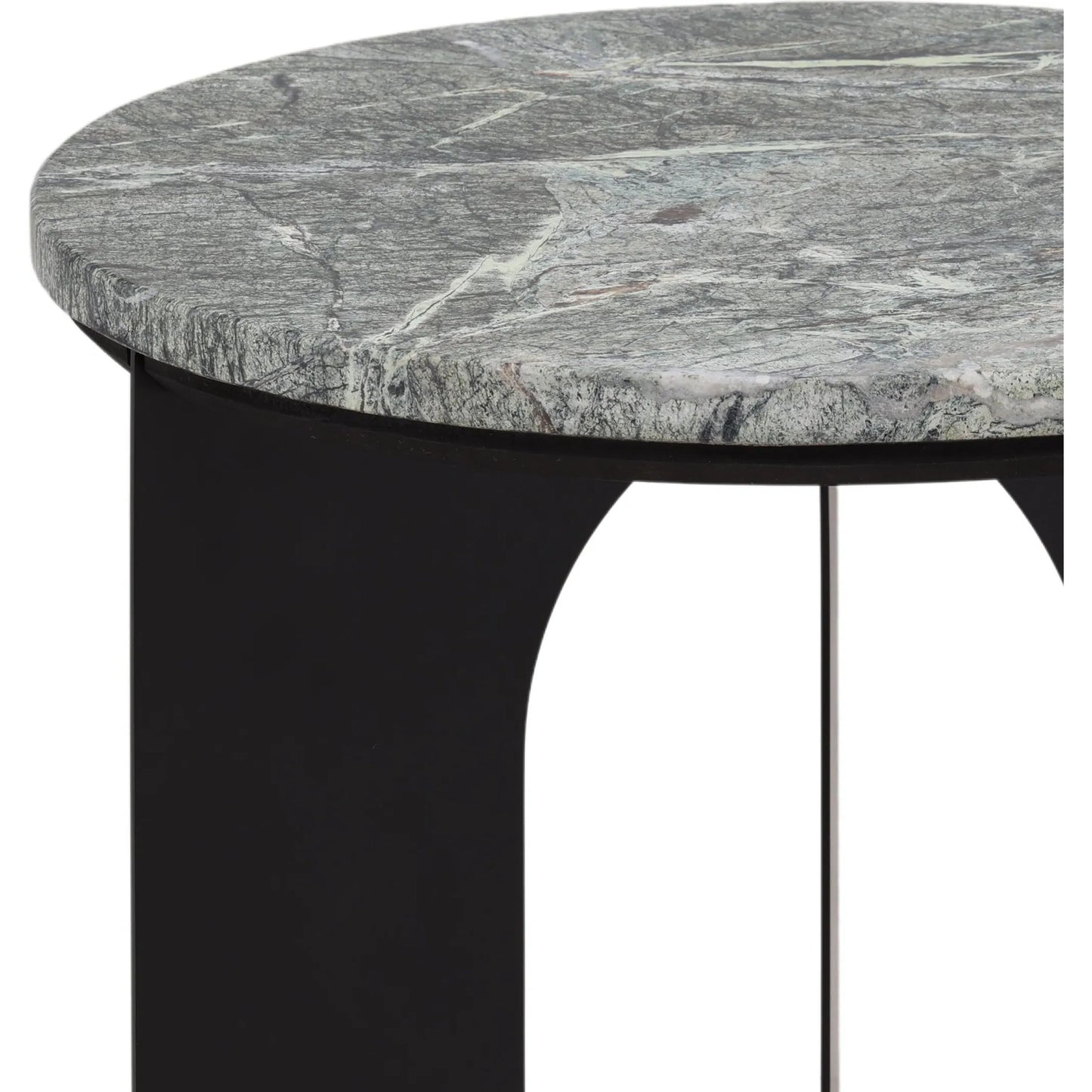 005 SI-2440636 | Closeup | Gavin Side Table by Arch & Plane in brown, green marble, black iron. Made from marble, iron in a modern style.