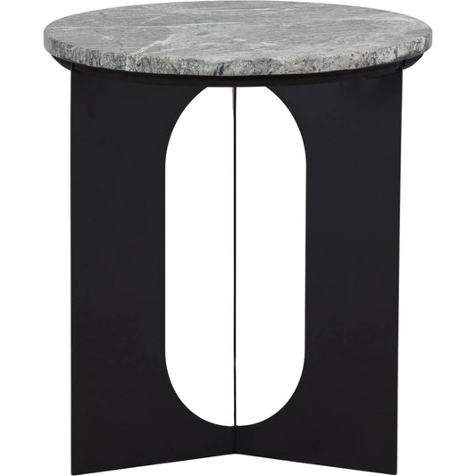 Cathan Side Table by Arch & Plane in brown, green marble, black iron. Made from marble, iron in a modern style.