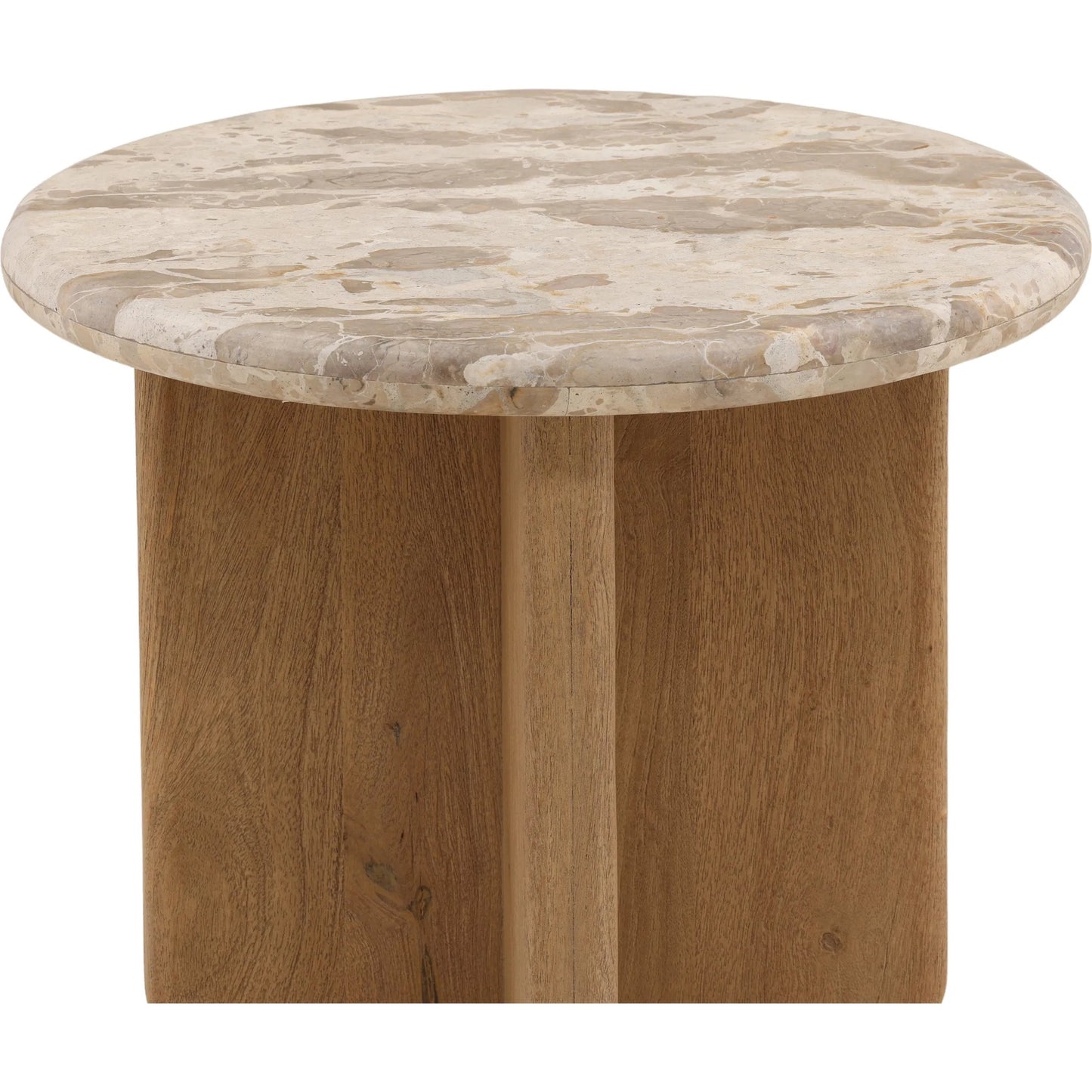 004 SI-2532935 | Closeup | Darleen Side Table by Arch & Plane in beige, natural. Made from tendu marble, mango wood in a unique style.