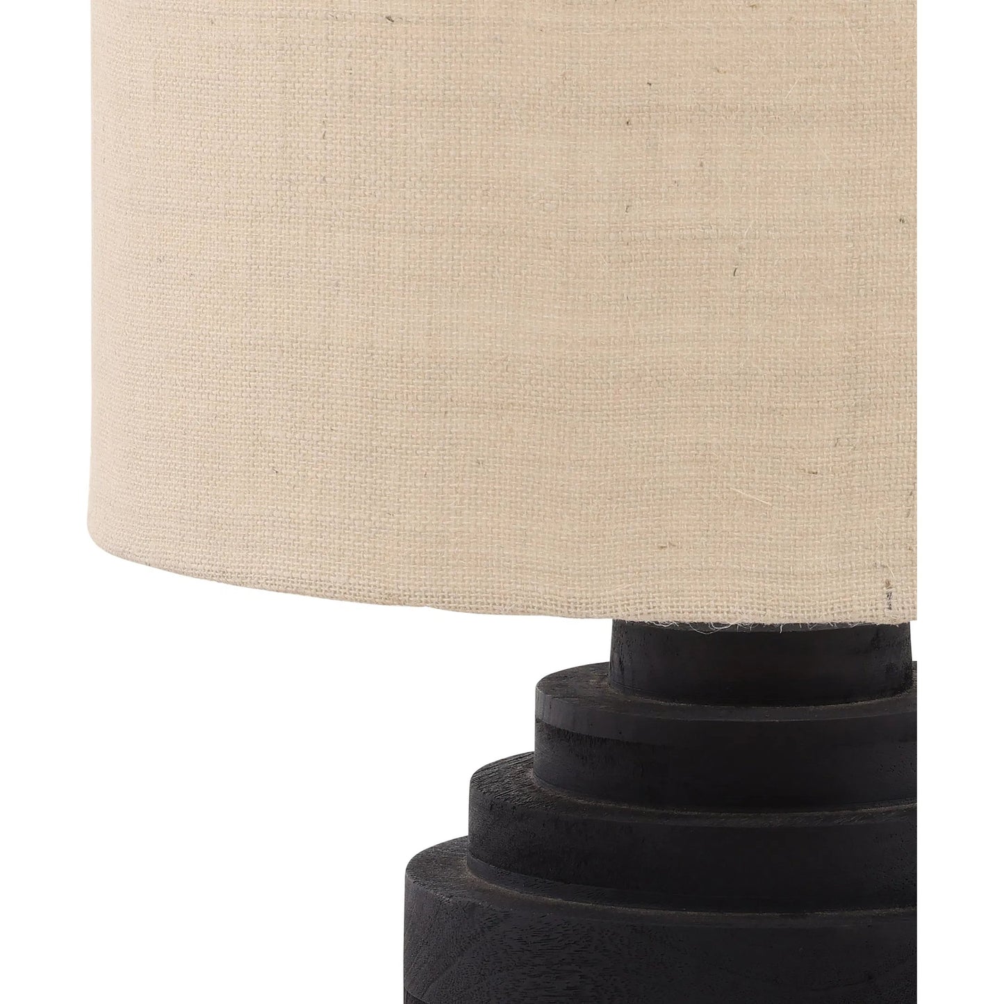 002 SI-2350868 | Closeup | Orlaith Table Lamp by Arch & Plane in black, beige. Made from mango wood, jute shade in a unique style.