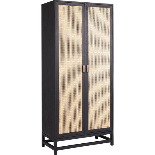 Iris Teak and Cane Cabinet by Arch & Plane in black, light brown. Made from teak in a cottage & farmhouse style.