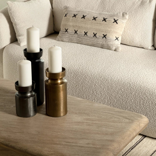 Kenya Pillow by Arch & Plane in grey, taupe, black. Made from handwoven wool, cotton in a rustic style.