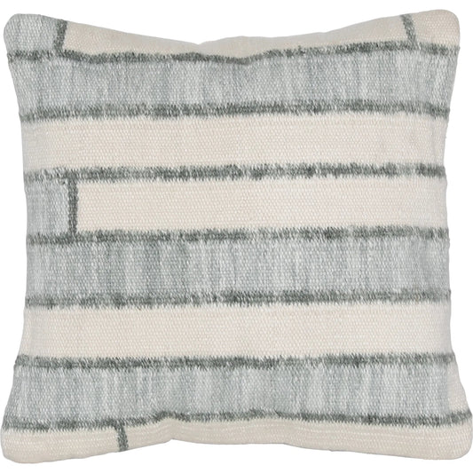Ashma Pillow by Arch & Plane in seafoam green, ivory. Made from handwoven pet yarn in a transitional style.