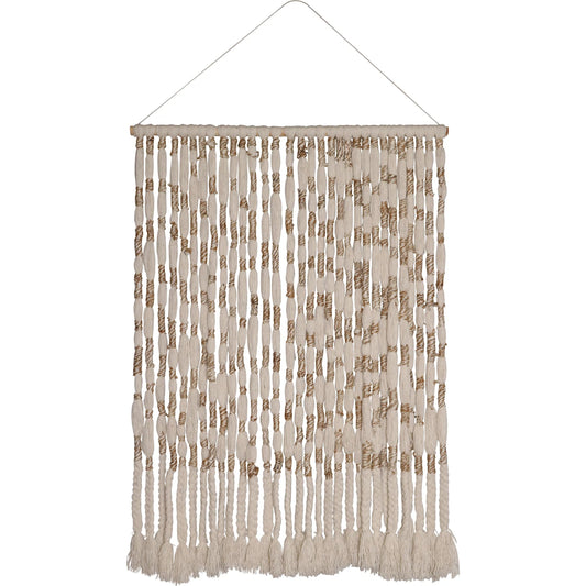 Iliana Wall Hanging by Arch & Plane in natural, ivory. Made from hand knitted wool, jute in a rustic style.