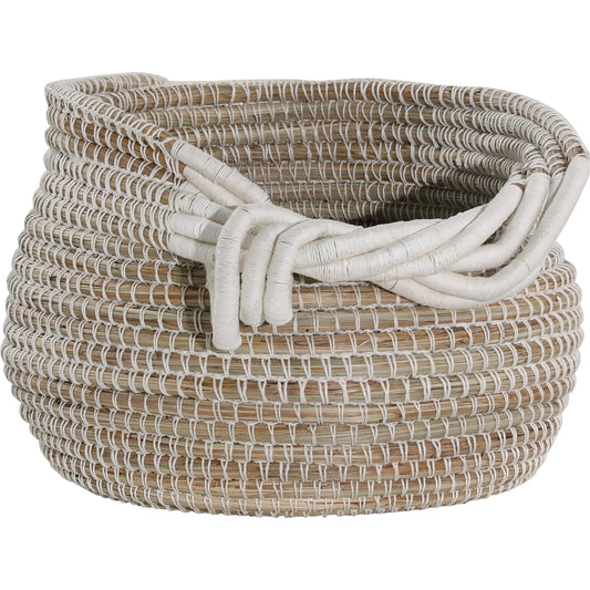 001 SI-2350952 | Primary Silo | Dwight Basket by Arch & Plane in light natural, white cotton. Made from seagrass, cotton rope in a rustic style.