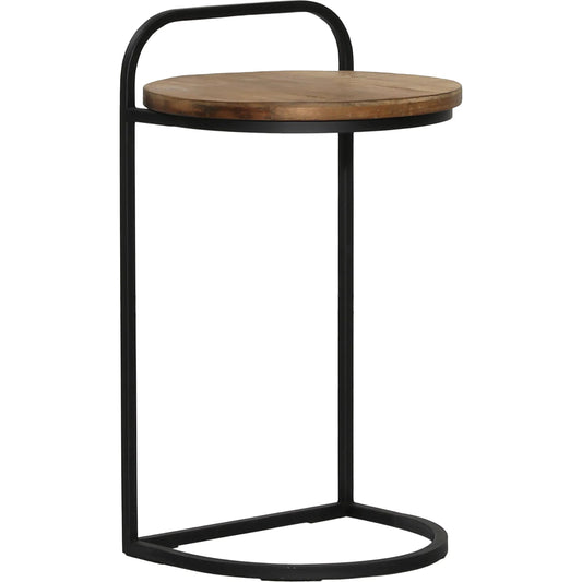 Leigh Laptop End Table by Arch & Plane in natural, black. Made from teak wood, metal in a modern style.