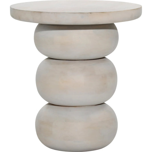 Demetra End Table by Arch & Plane in whitewash. Made from mango wood in a transitional style.