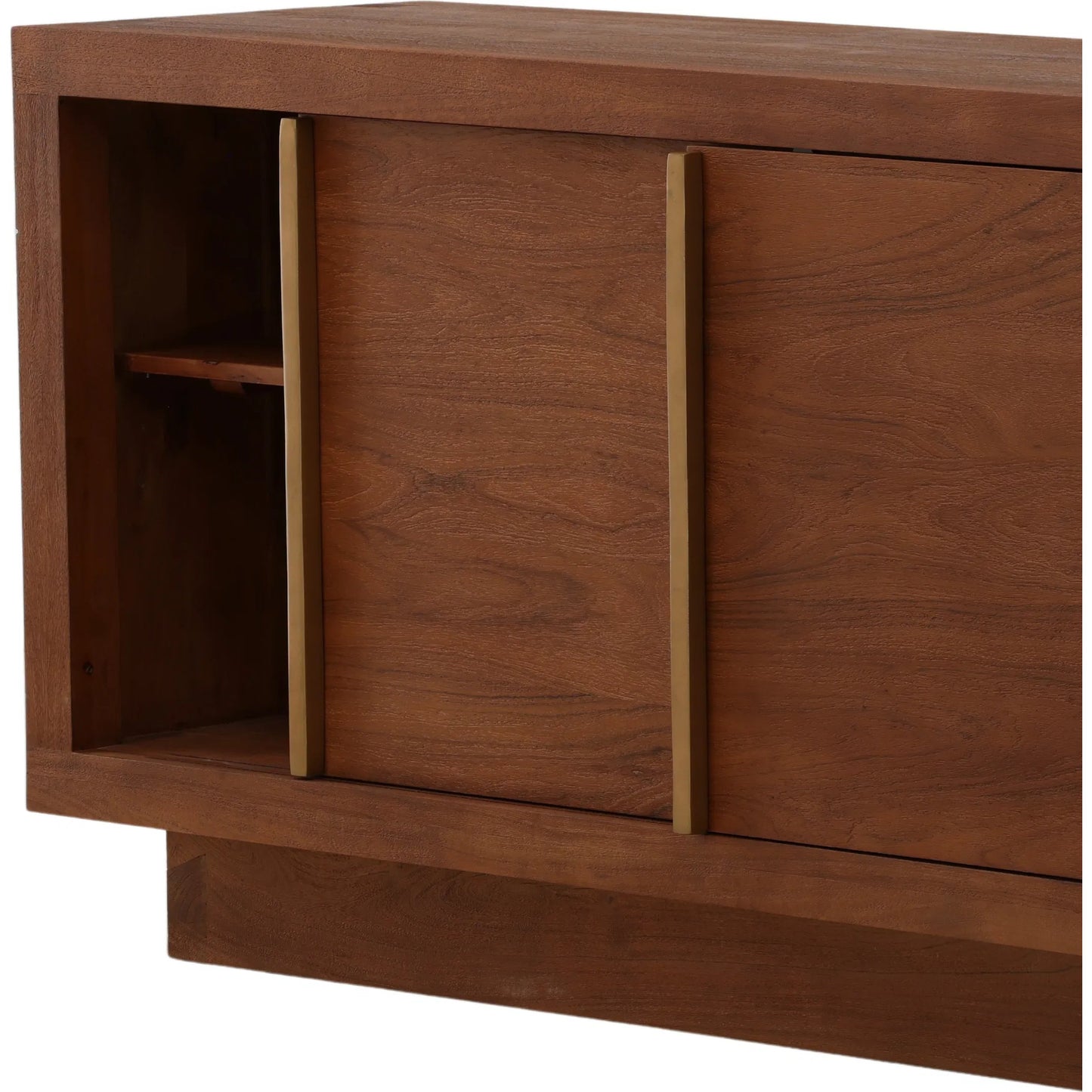 006 SI-2533064 | Closeup | Hobart Sideboard by Arch & Plane in brown. Made from acacia wood, aluminum in a unique style.