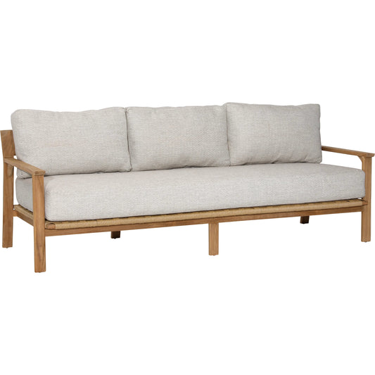 Lexy Outdoor Sofa by Arch & Plane in fairfax taupe, natural teak. Made from 100% olefin, teak wood in a transitional style.