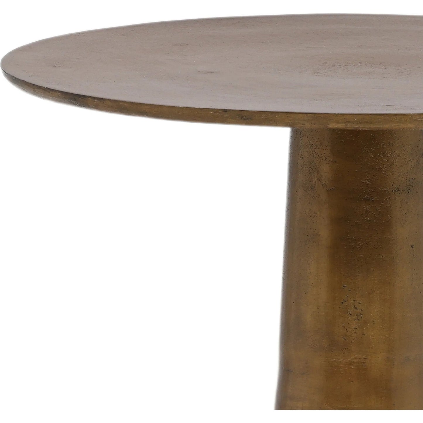 003 SI-2075270 | Closeup | Evie Antique Brass Side Table by Arch & Plane in gold and vintage antique brass finish. Made from aluminum in a modern style.