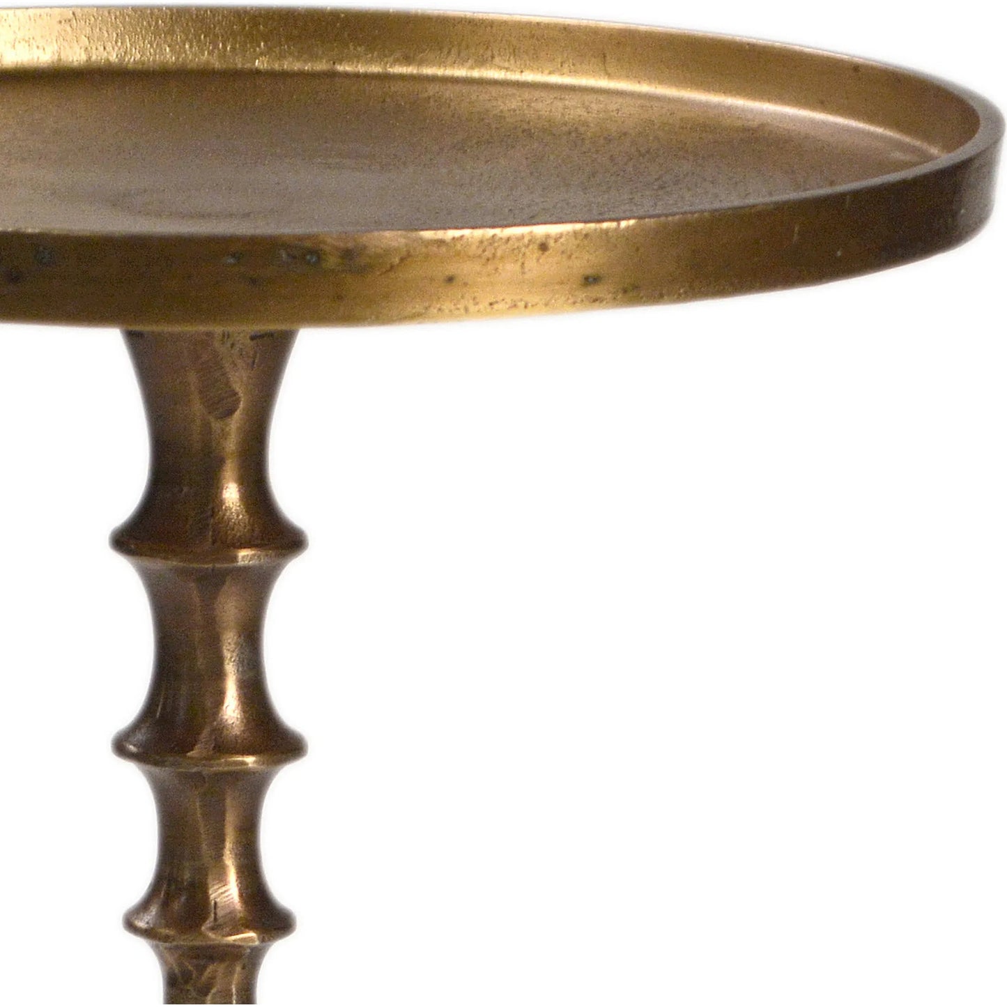 008 SI-2075418 | Closeup | Adele Aluminum Side Table by Arch & Plane in gold and antique brass finish with a transparent powder coating. Made from aluminum in a modern style.