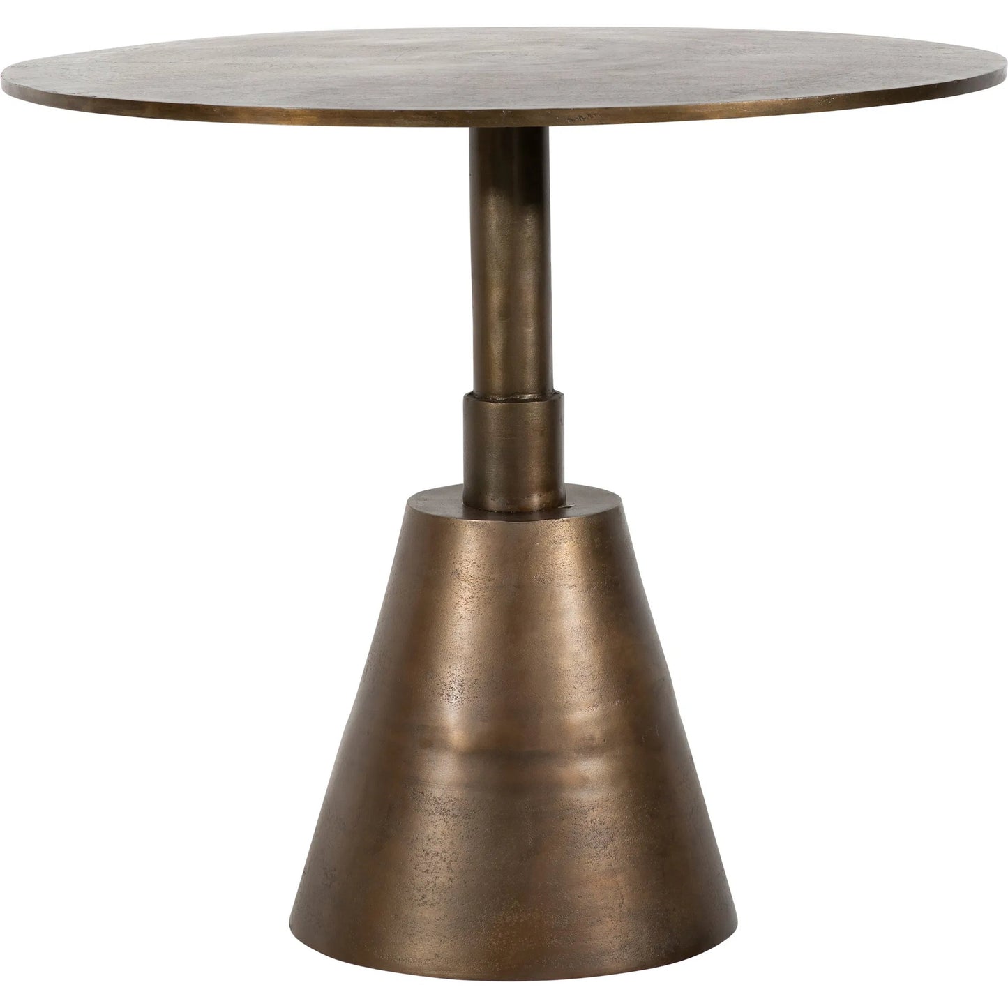 001 SI-1924583 | Primary Silo | Aniya Round Aluminum Brass-Finished Pedestal Base Bistro Table by Arch & Plane in oil brass. Made from cast aluminum in a modern style.