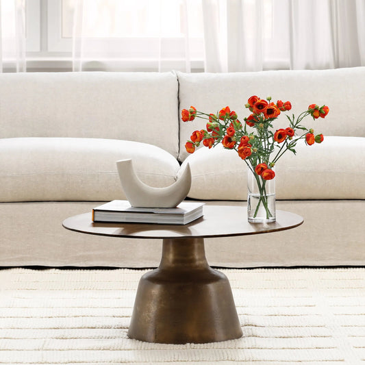 Golbez Coffee Table by Arch & Plane in vintage brass antique. Made from cast aluminum in a modern style.