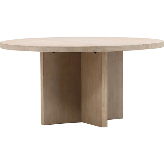 Dena 60" Round Reclaimed Pine Dining Table by Arch & Plane. Made from reclaimed pine in a modern style.