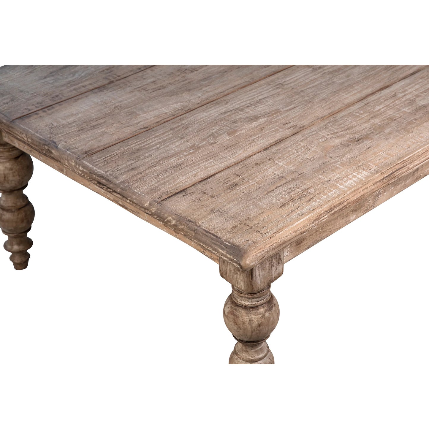 002 SI-2075479 | Closeup | Zuri Rectangular Reclaimed Pine Coffee Table by Arch & Plane in brown and antique natural water-base sealed finish. Made from reclaimed pine wood in a modern style.