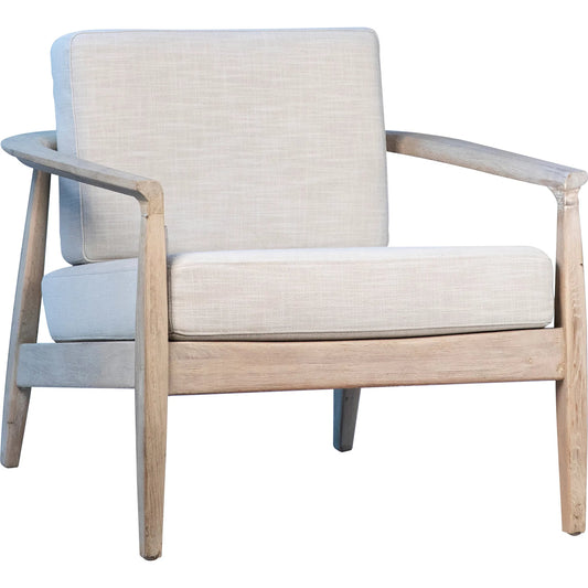 Jess White-Washed Oak Accent Chair by Arch & Plane in white, brown and light warm wash, light sand upholstery finish. Made from cotton blend upholstery, oak wood in a modern style.