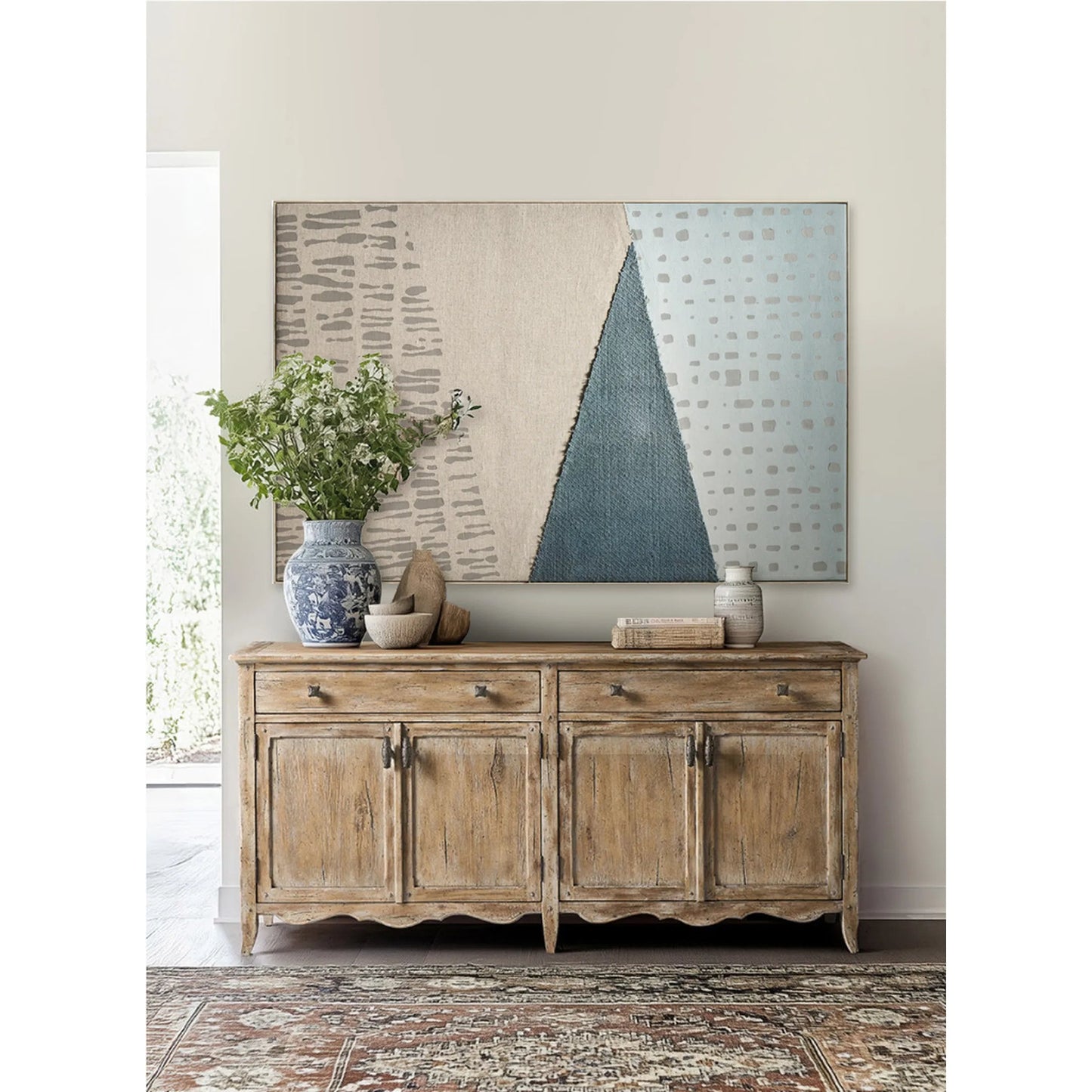 014 SI-2535706 | Lifestyle | Caldera Sideboard by Jonathan Charles in light spain painted walnut. Made from main acacia veneer in a unique style.