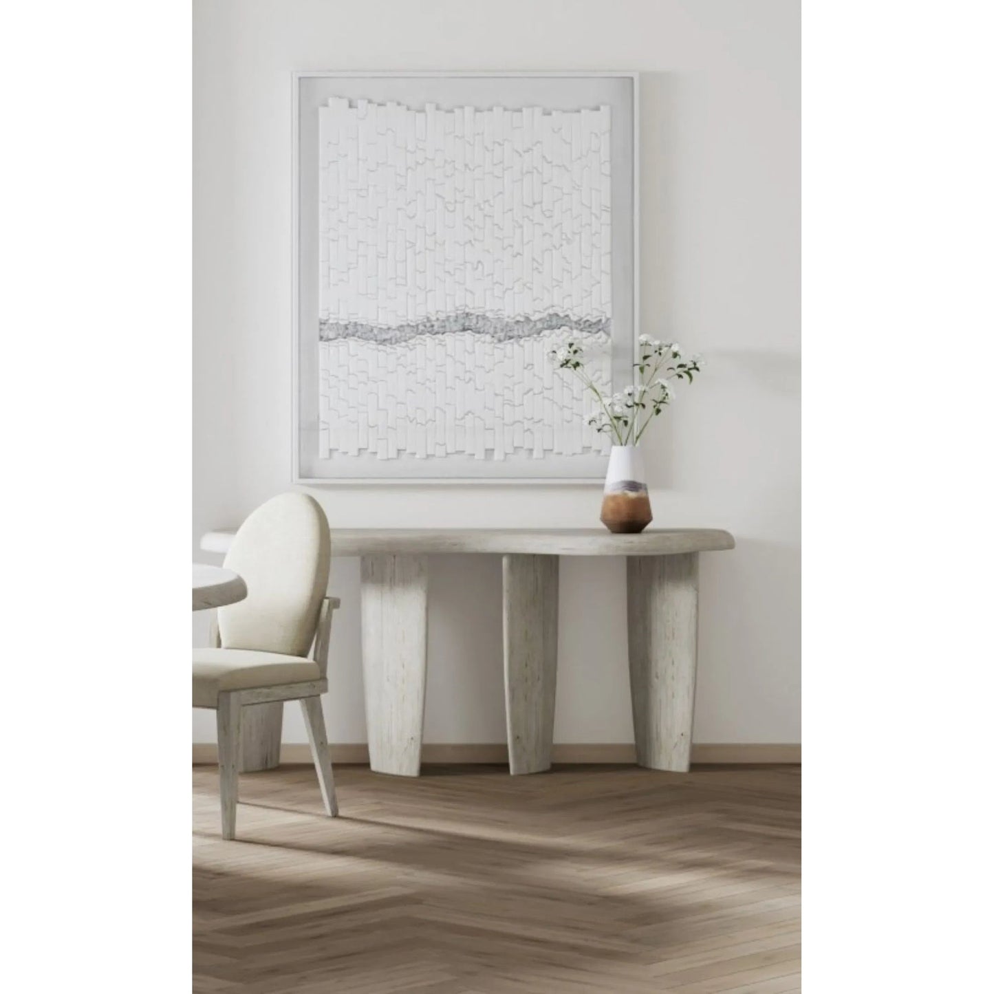 004 SI-2356173 | Lifestyle | Ashlar Console Table by A.R.T. Furniture in bisque. Made from parawood solids, birch veneers, resin in a transitional style.