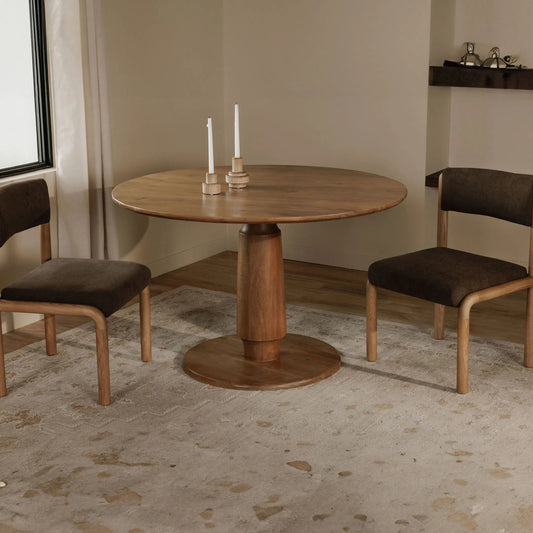 Clark Dining Table by Moe's Home Collection in brown. Made from mango wood in a traditional style.