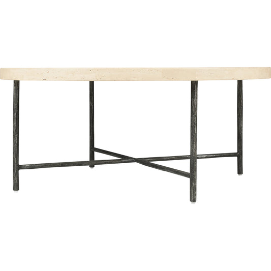 001 SI-2458479 | Primary Silo | Driftwood Cocktail Table by Hooker Furniture in gray. Made from leather, west mushroom (semi-aniline top grain), stone, metal in a modern style.