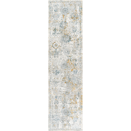 Dresden Rug - 33000 by Livabliss in medium gray, gray, white, denim, mustard, light slate. Made from main: 100% polyester in a traditional style.
