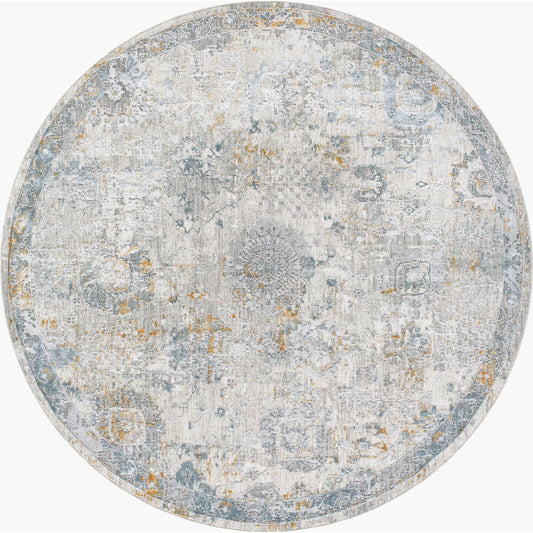 Dresden Rug - 33000 by Livabliss in medium gray, gray, white, denim, mustard, light slate. Made from main: 100% polyester in a traditional style.