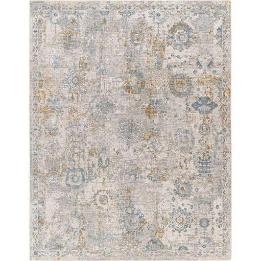 Dresden Rug - 33000 by Livabliss in medium gray, gray, white, denim, mustard, light slate. Made from main: 100% polyester in a traditional style.