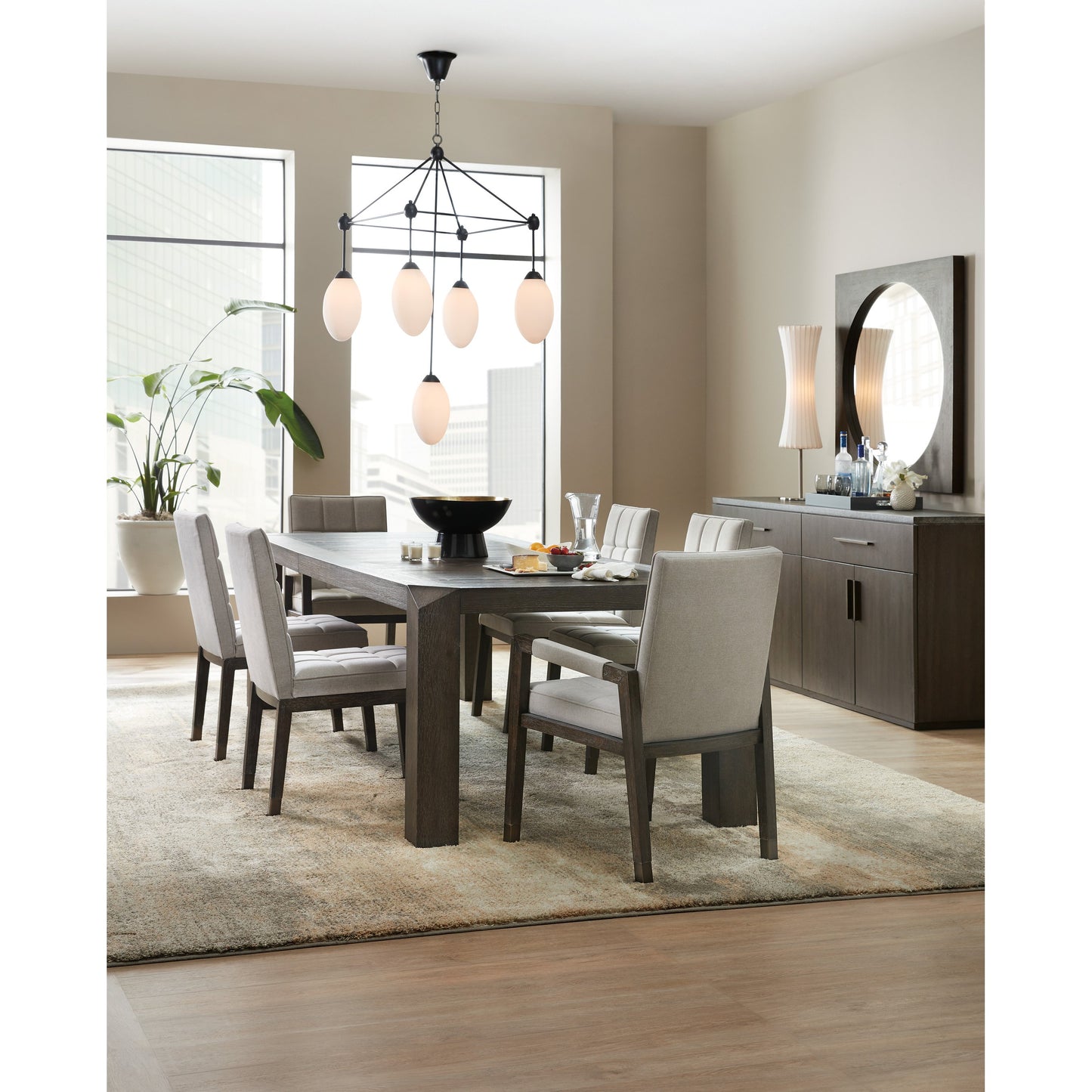 004 SI-1749274 | Lifestyle | Cupertino Side Chair (Set of 2) by Hooker Furniture in smoky arabica, crafty cement. Made from oak, fabric in a unique style.
