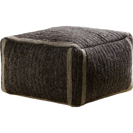 Derby Pouf - 534852 by Surya in brown, light brown. Made from wool, cotton, polybeads in a rustic style.