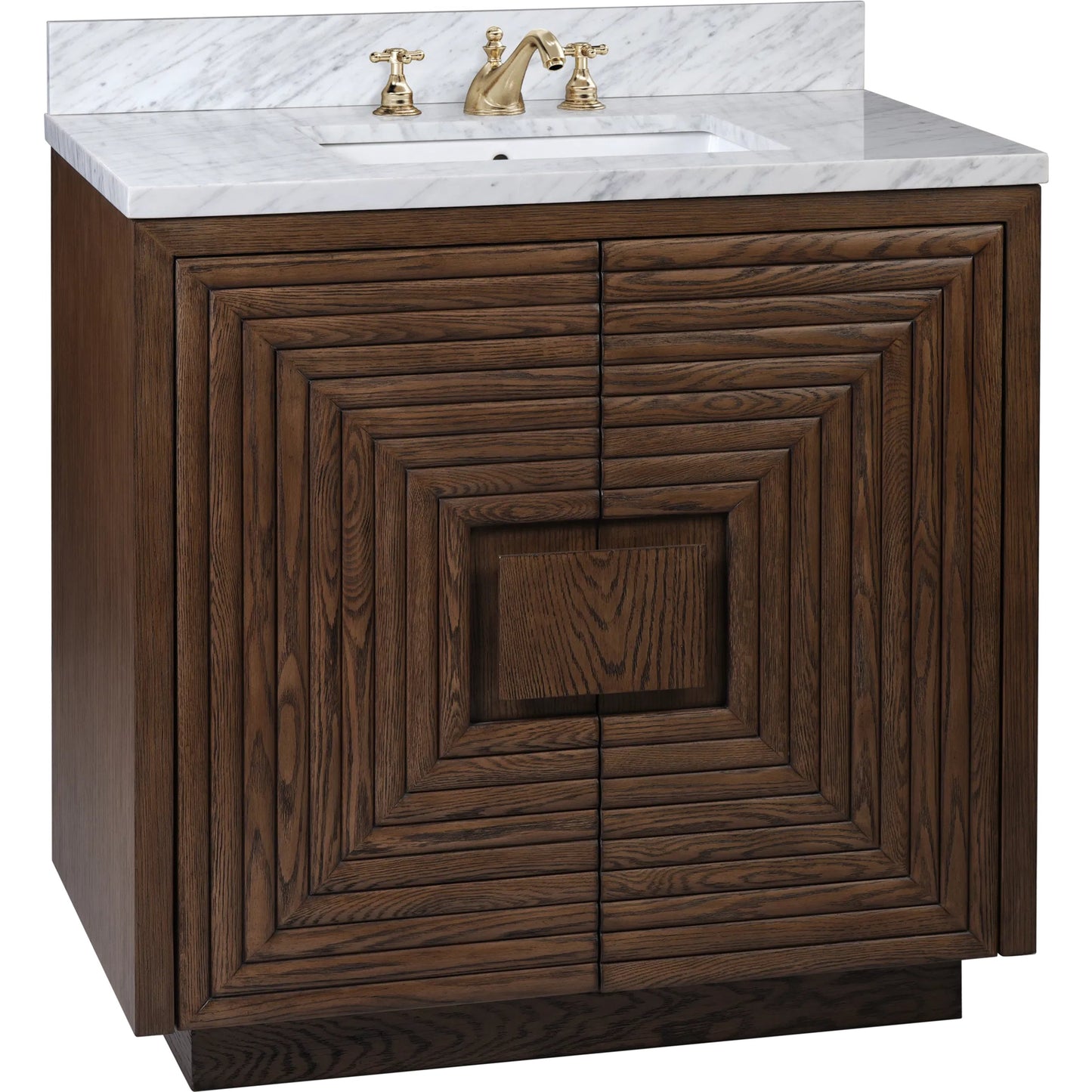 001 SI-2387099 | Primary Silo | Morombe 36" Marble Vanity with Undermount Sink by Currey and Company in cocoa, white. Made from oak solids, veneers, carrara marble, vitreous china in a unique style.