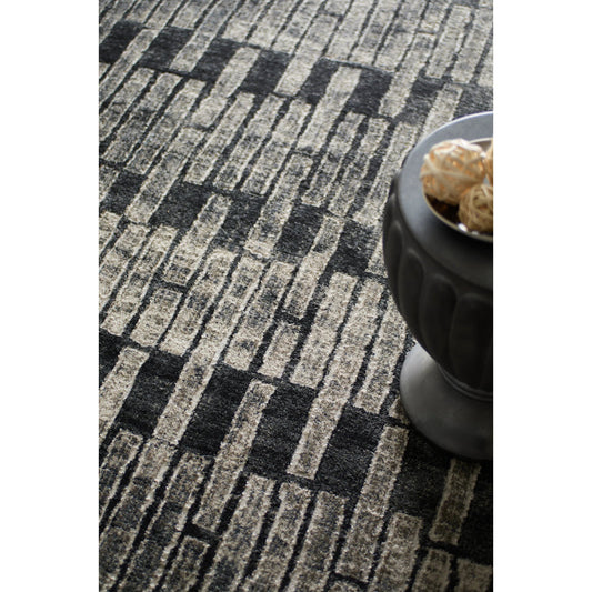 Kano Transitional Geometric Rug - 39LKF by Feizy in gray, black, ivory. Made from polypropylene, polyester in a unique style.