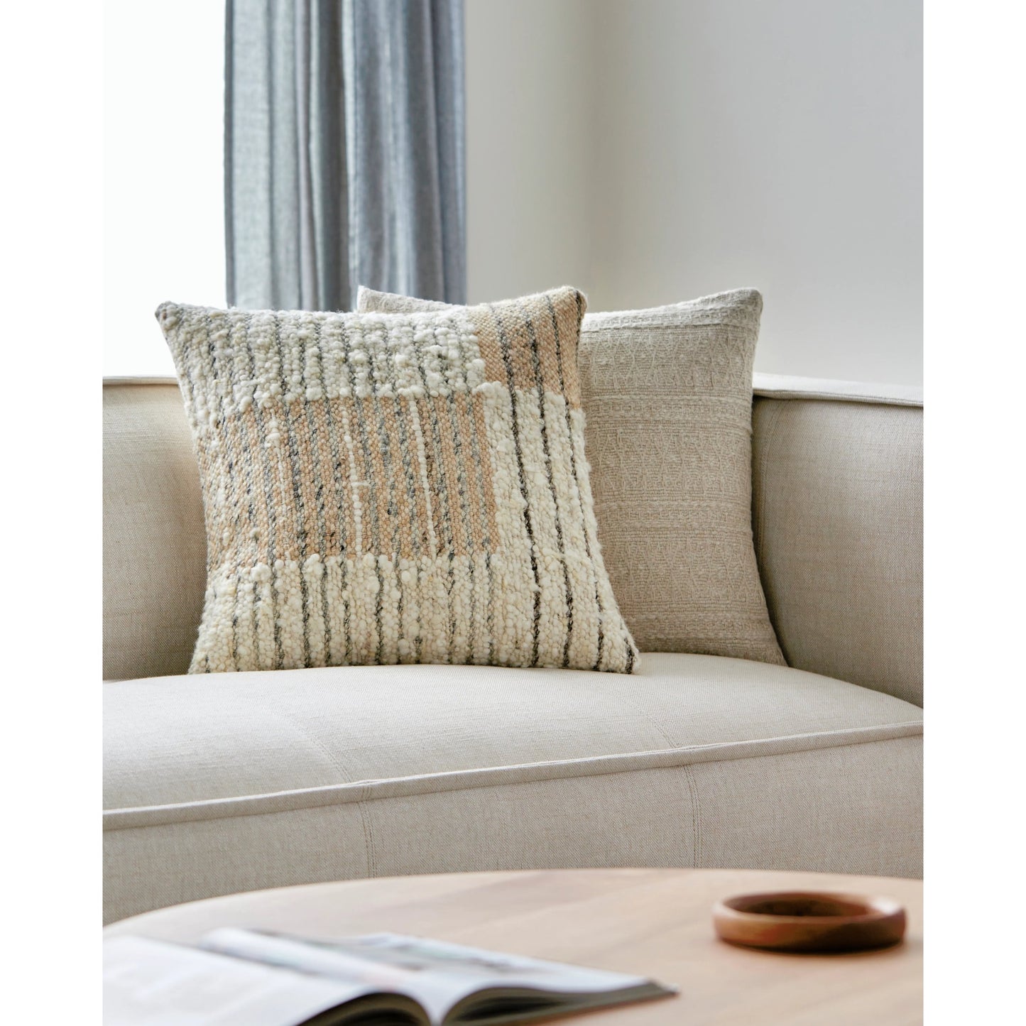 003 SI-2131964,SI-2131965,SI-2131967,SI-2131968,SI-2131970,SI-2131971 | Lifestyle | Deccan Traps Pillow - 493439 by Surya in ivory, beige, dark brown. Made from front: 80% wool, 20% cotton, back: 100% cotton in a modern style.