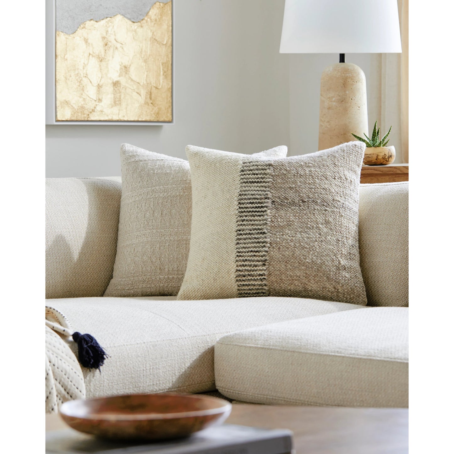 003 SI-2163571,SI-2163572,SI-2163573,SI-2163574,SI-2163575,SI-2163576 | Lifestyle | Deccan Traps Accent Pillow - 493444 by Surya in beige, light brown, charcoal. Made from wool, cotton in a rustic style.