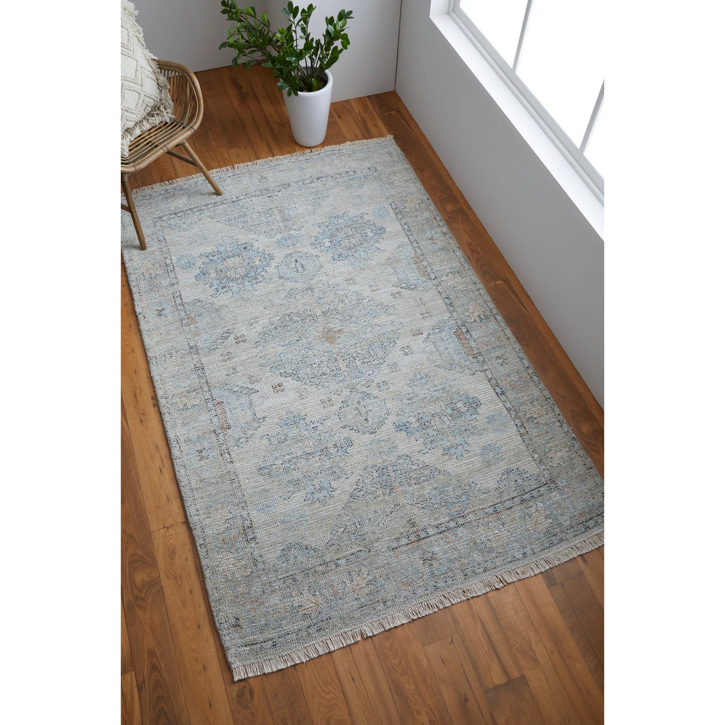 027 SI-1754235,SI-1754236,SI-1754237,SI-1754238,SI-1754239 | Lifestyle | Caldwell Transitional Oriental Rug - 8801F by Feizy in blue, gray, taupe. Made from wool, viscose in a unique style.