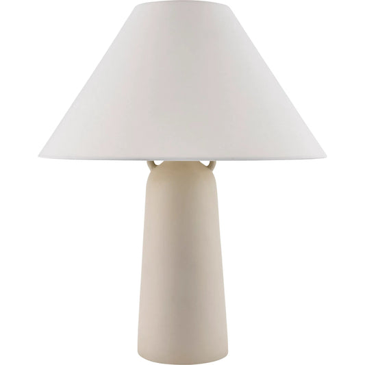 Deva Accent Table Lamp by Livabliss in gray and hand painted. Made from concrete, cotton, iron in a transitional style.