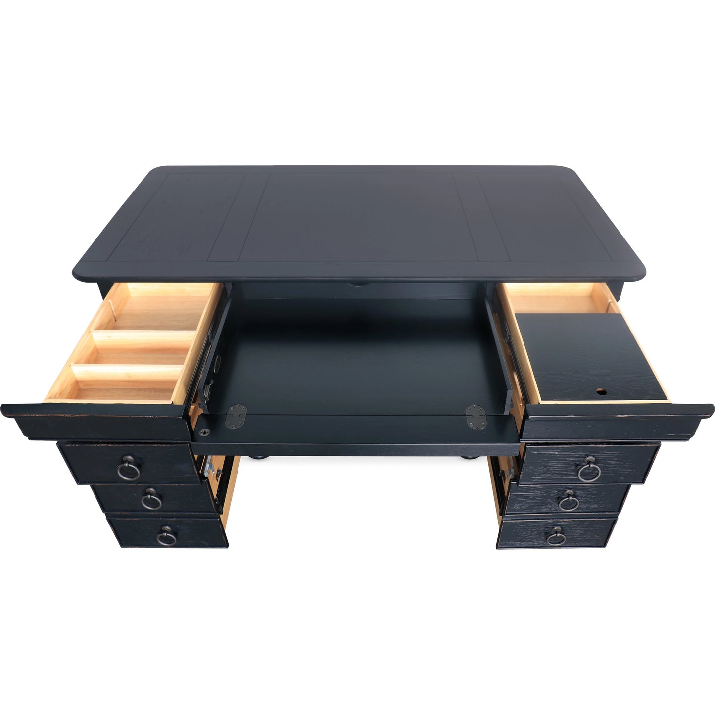 003 SI-1996312 | Additional Silo | Bristowe Junior Executive Desk by Hooker Furniture in tuxedo black. Made from pecan veneers in a traditional style.