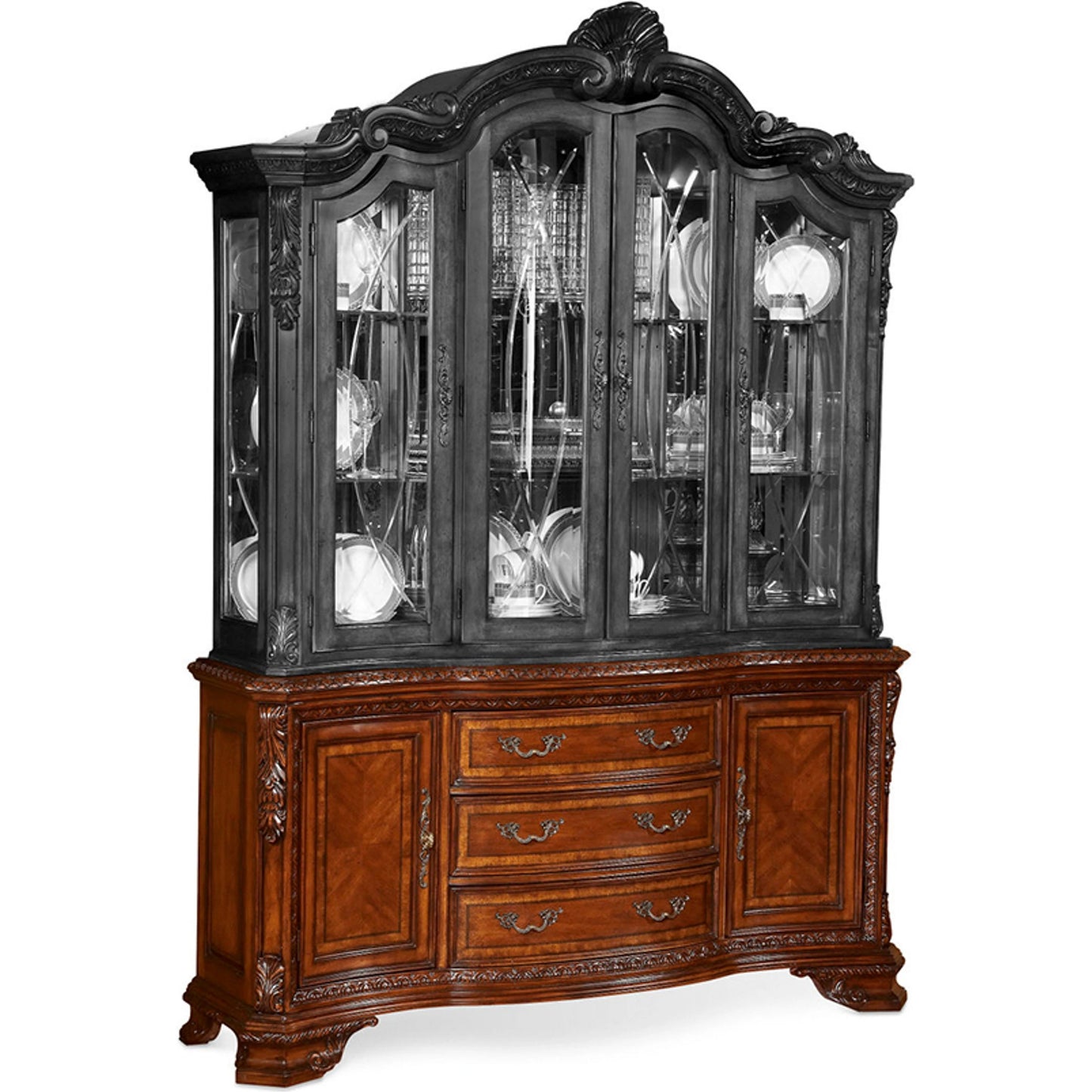 003 SR-882041 | Additional Silo | Old World China Base by A.R.T. Furniture in brown and medium cherry. Made from new zealand pine solids, cathedral cherry veneer, exotic avodire veneer in a traditional style.