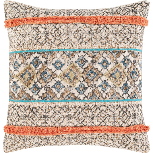 Dayna Pillow - 30931 by Livabliss in beige, orange. Made from 100% cotton in a eclectic & global style.