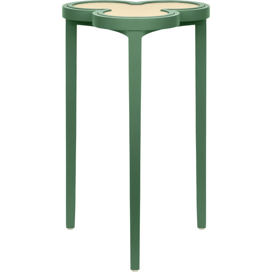 Dylan Clover Cigar Table by Worlds Away. Made from solid wood, mdf, rattan in a eclectic & global style.