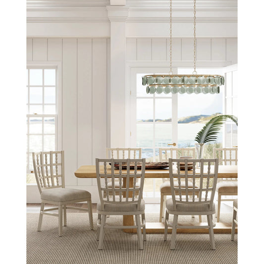 Settat Chandelier by Currey and Company in silver leaf, clear. Made from wrought iron, recycled glass in a transitional style.