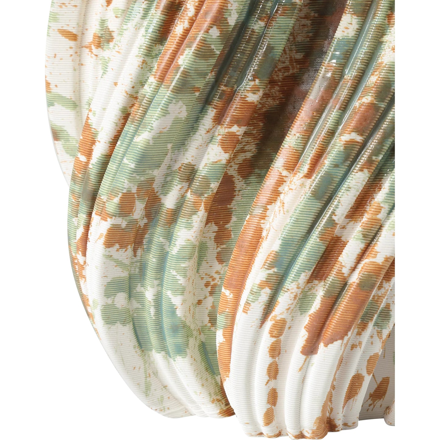 008 SI-2386989 | Closeup | Camouflage Vase by Currey and Company in green, brown, off-white. Made from porcelain in a modern style.