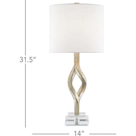 Elyx Table Lamp by Currey and Company in chinois silver leaf, clear. Made from composite, acrylic in a modern style.